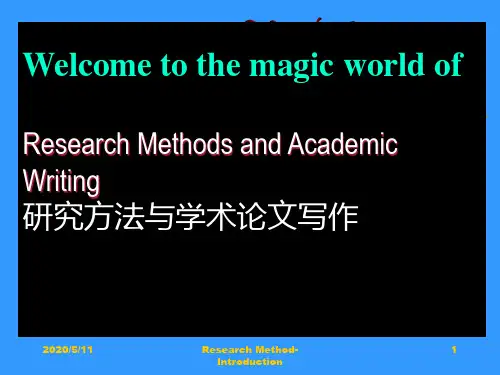 Introduction to Research methods and academic writing