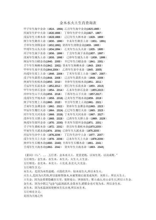 金木水火土生肖查询表