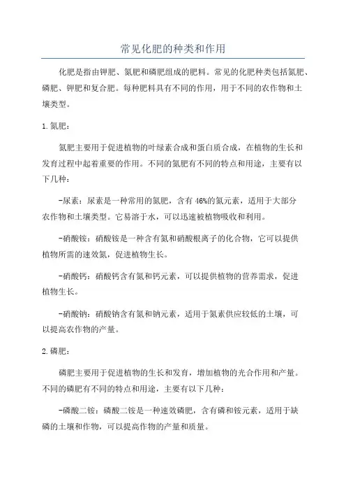 常见化肥的种类和作用