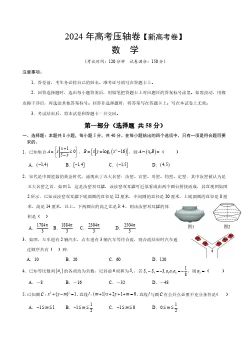 2024年高考数学(新高考压轴卷)(考试版)