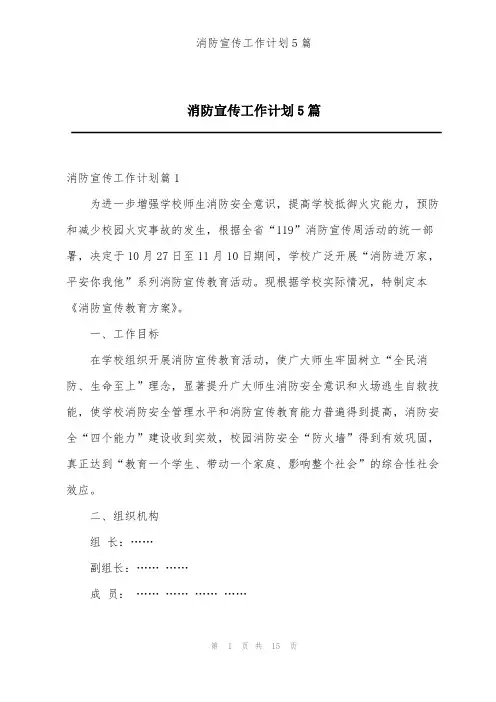 消防宣传工作计划5篇