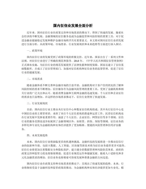 国内征信业发展全面分析