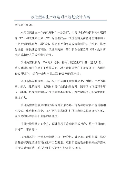 改性塑料生产制造项目规划设计方案