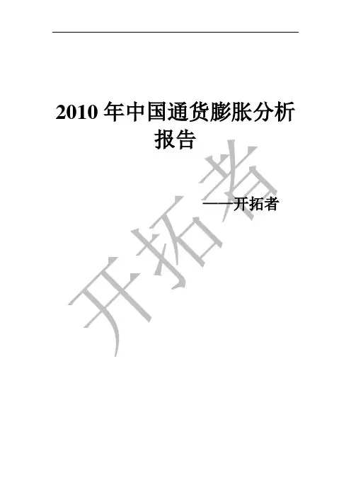 2010年中国通货膨胀的分析