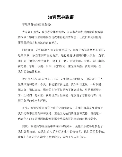知青聚会致辞