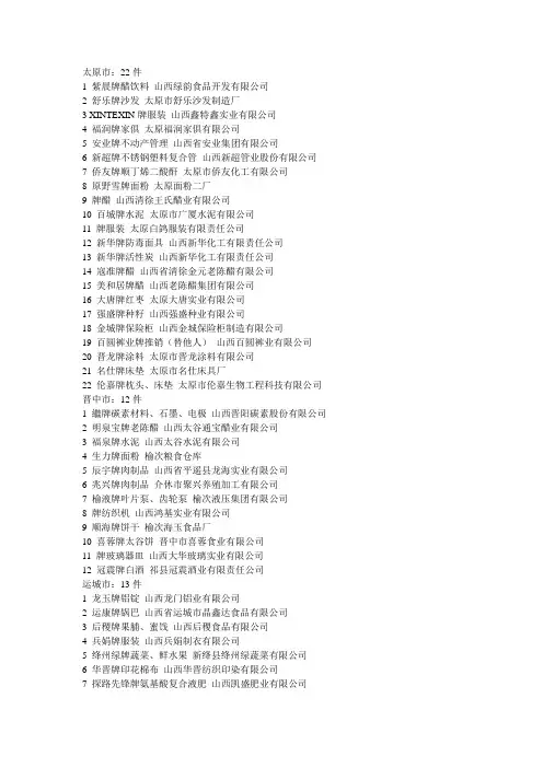 山西省著名商标
