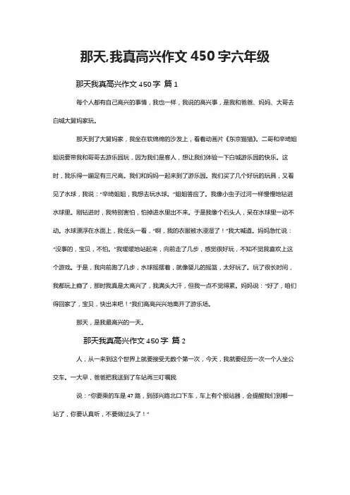 那天,我真高兴作文450字六年级