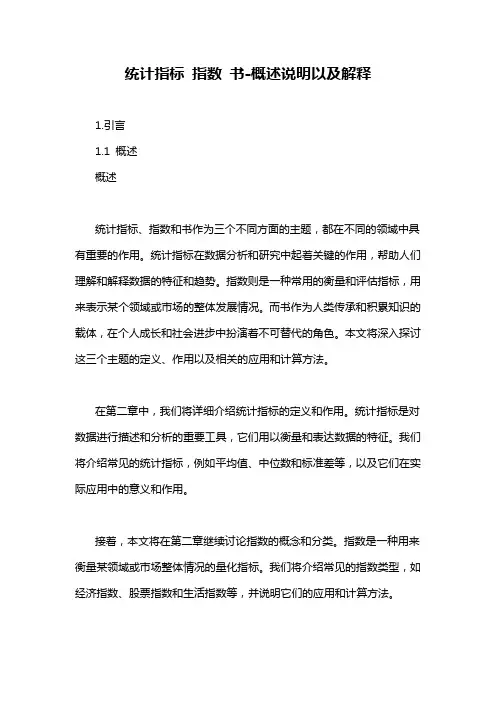 统计指标 指数 书-概述说明以及解释