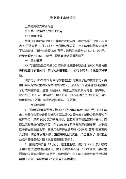 三篇财务收支审计报告