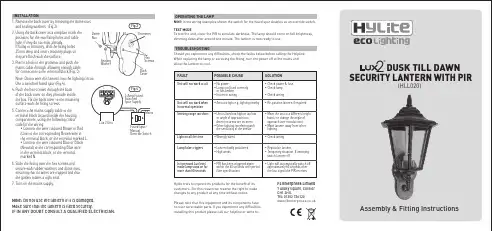 F4 Enterprises Limited HLL020 灯具说明书