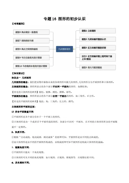 专题16 图形的初步认识(解析版)