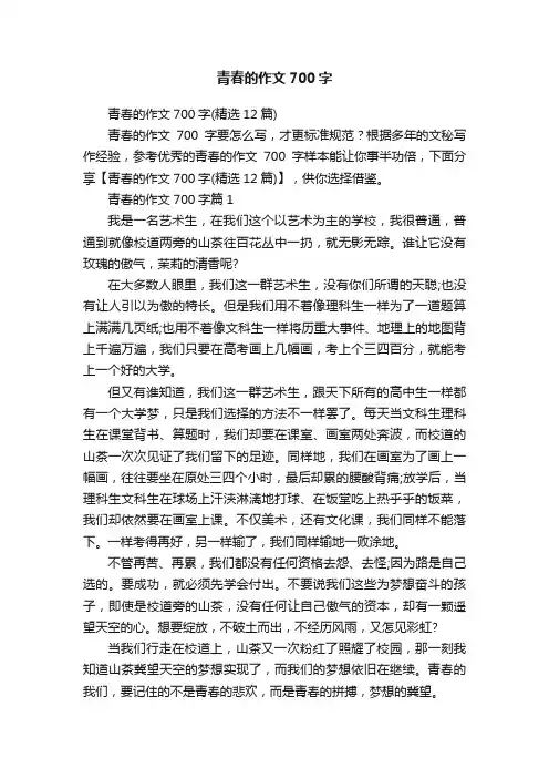 青春的作文700字