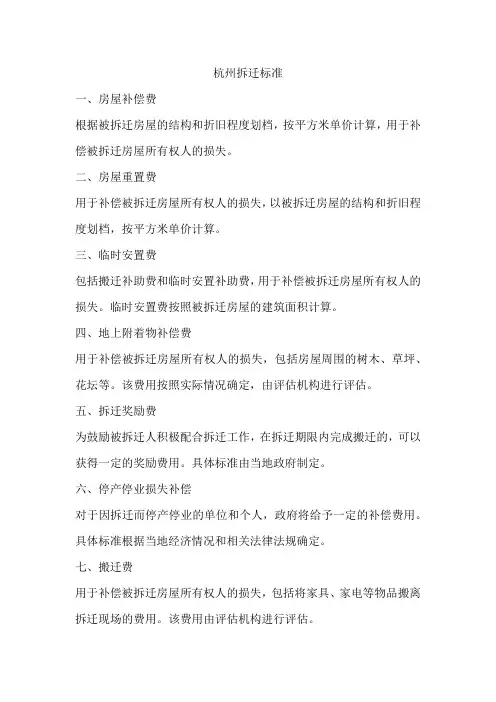 杭州拆迁标准