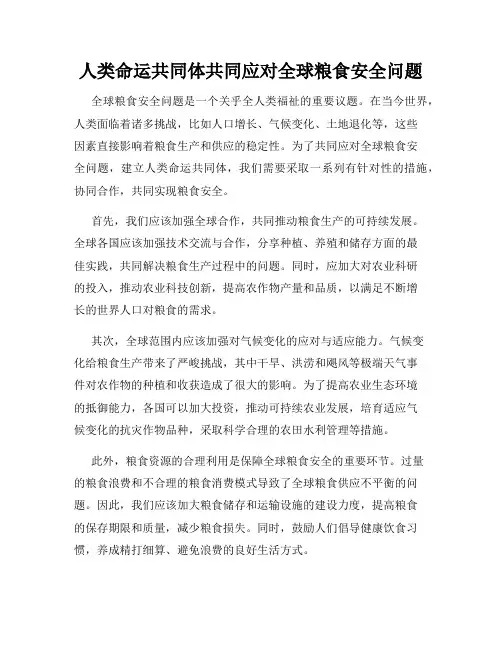 人类命运共同体共同应对全球粮食安全问题