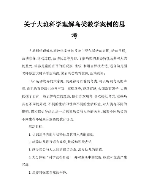 大班科学认识鸟教案反思