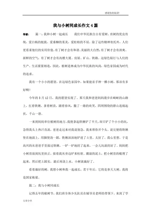 我与小树同成长作文4篇