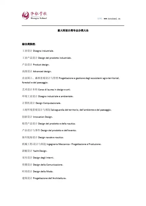 意大利设计类专业分类大全