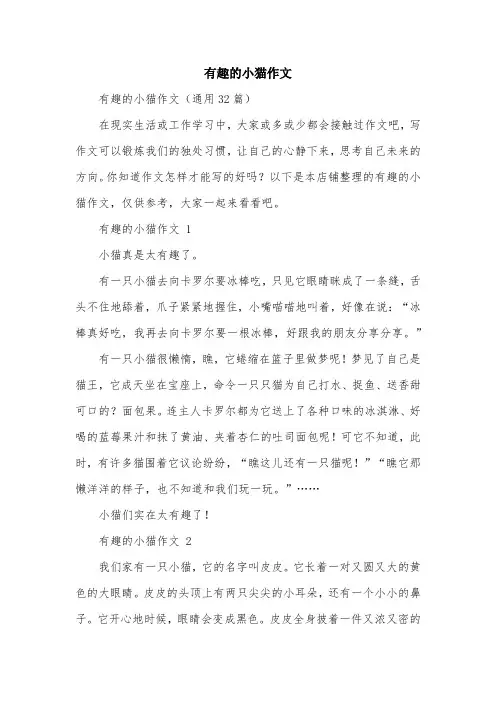 有趣的小猫作文