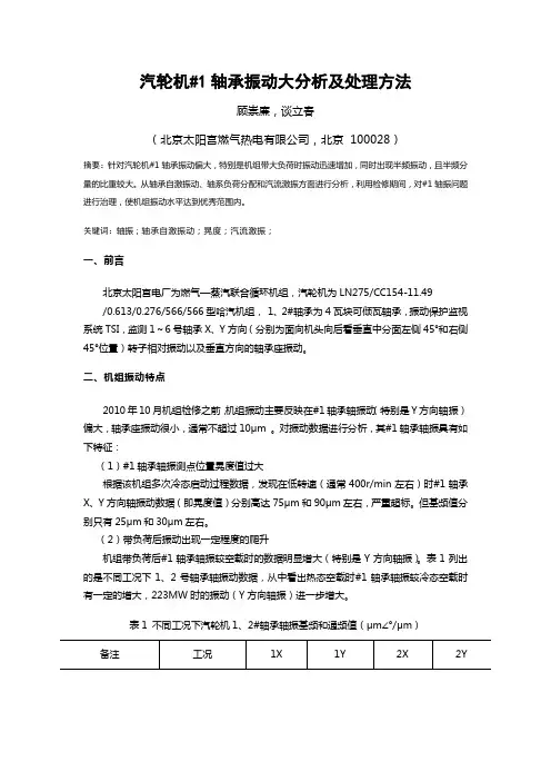 汽轮机#1轴承振动大分析及处理方法