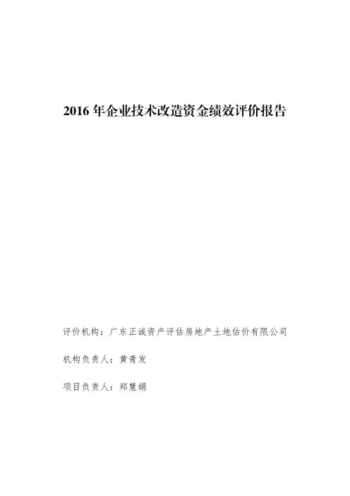 2016年企业技术改造资金绩效评价报告