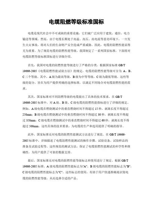 电缆阻燃等级标准国标