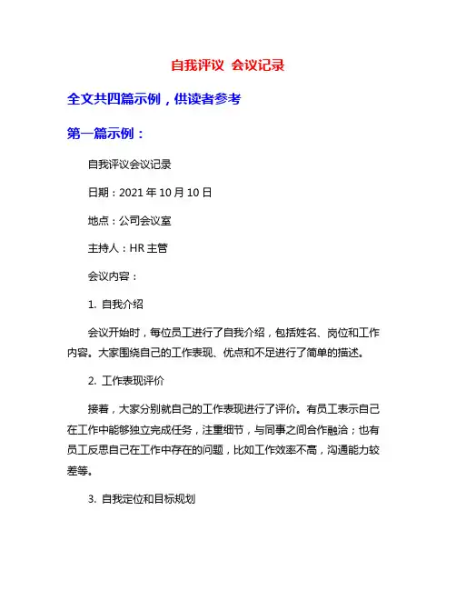 自我评议 会议记录