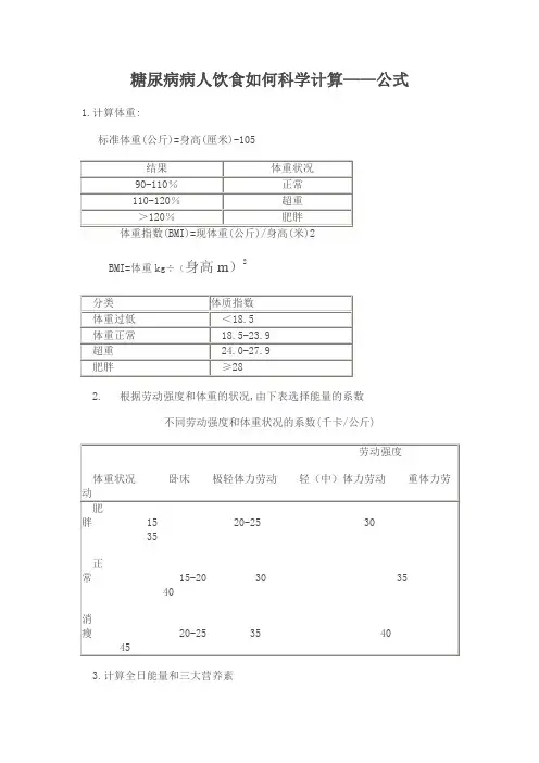 糖尿病病人饮食如何科学计算公式(1)
