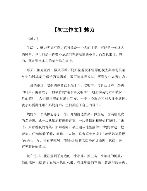 【初三作文】魅力