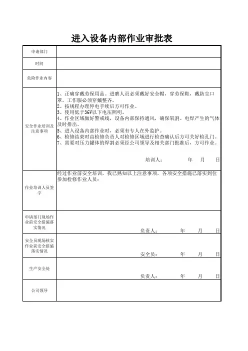 特种作业审批表