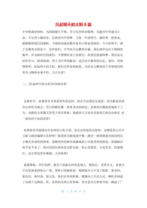 托起明天的太阳5篇