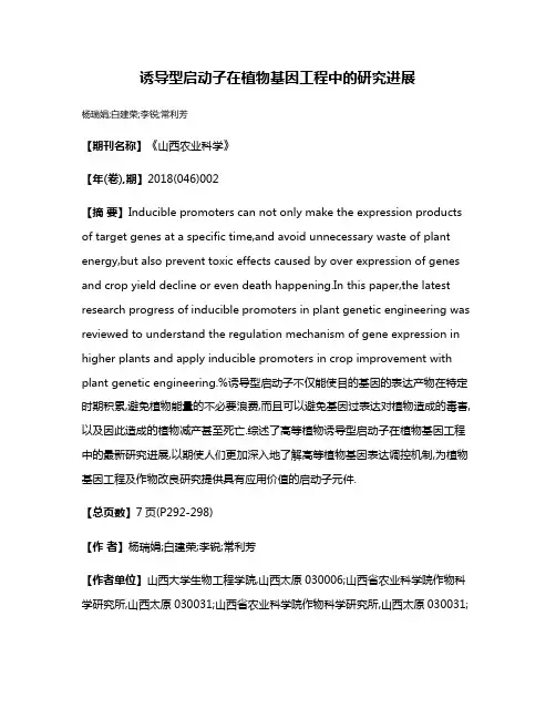 诱导型启动子在植物基因工程中的研究进展