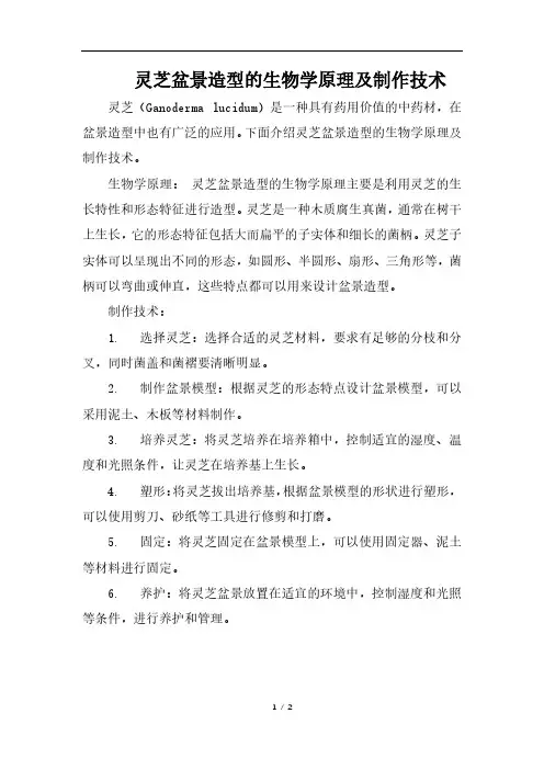 灵芝盆景造型的生物学原理及制作技术