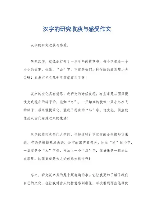 汉字的研究收获与感受作文