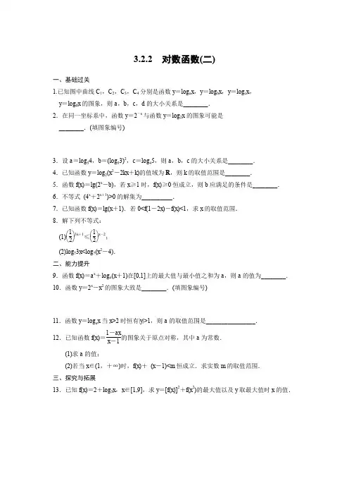 【苏教版】【步步高】2014届高考数学一轮复习备考练习3.2.2对数函数(二)