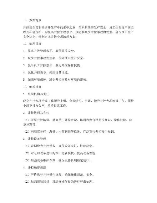 井控专项治理方案
