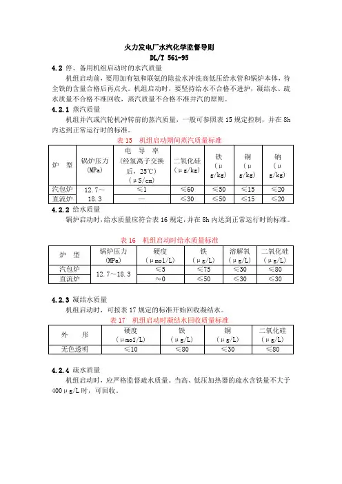火力发电厂水汽化学监督导则