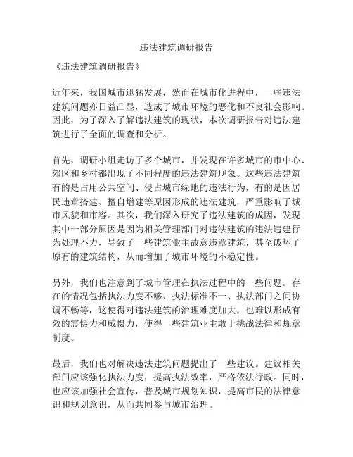 违法建筑调研报告