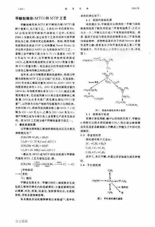 甲醇制烯烃MTO和MTP工艺
