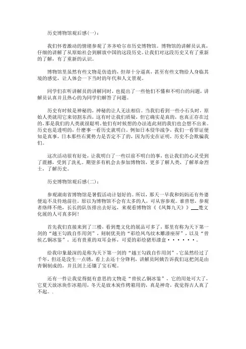 历史博物馆观后感范文600字(最新)