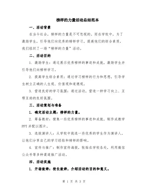 榜样的力量活动总结范本