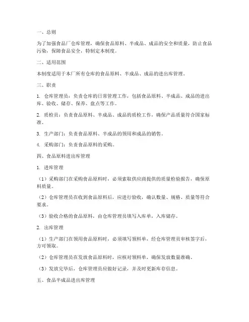 食品厂进出库管理制度范本