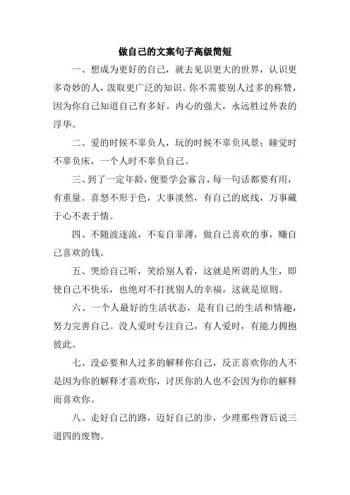 做自己的文案句子高级简短