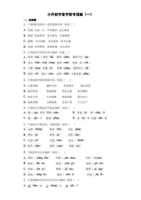 小升初复习+字音字形专项练(一)(试题)2022-2023学年语文六年级下册