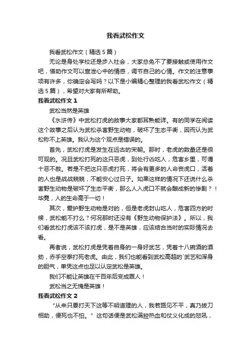 我看武松作文