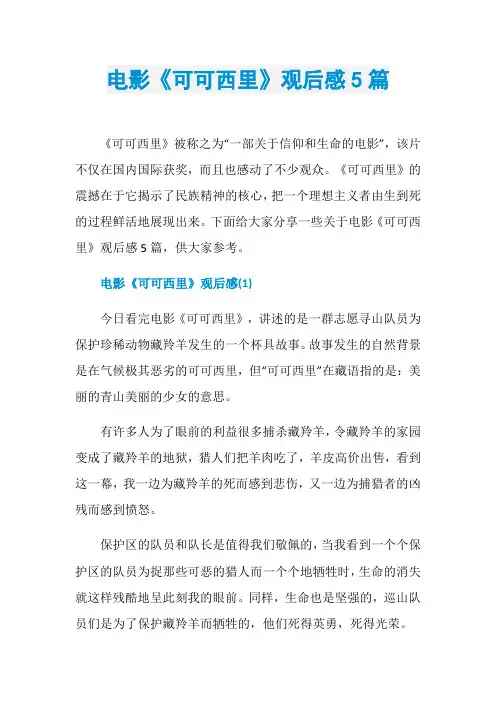 电影《可可西里》观后感5篇