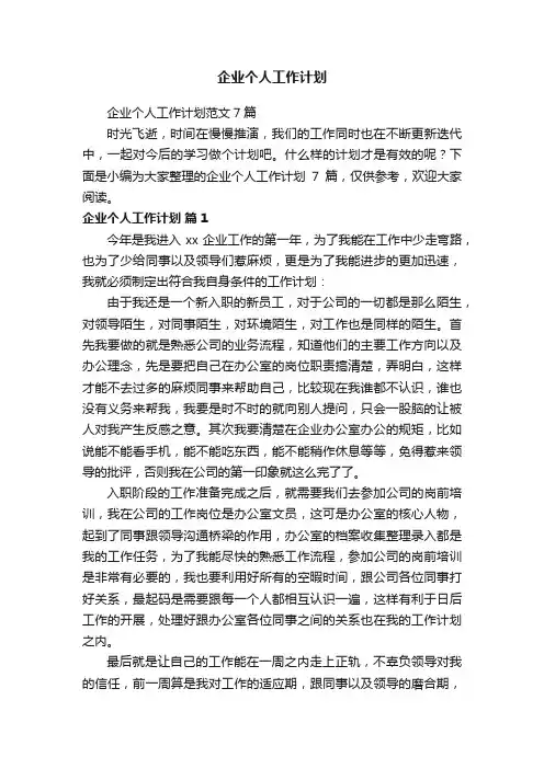 企业个人工作计划