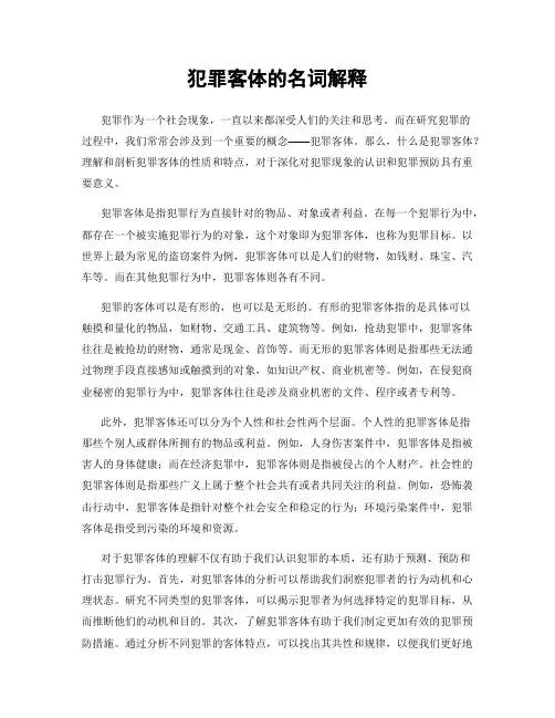 犯罪客体的名词解释