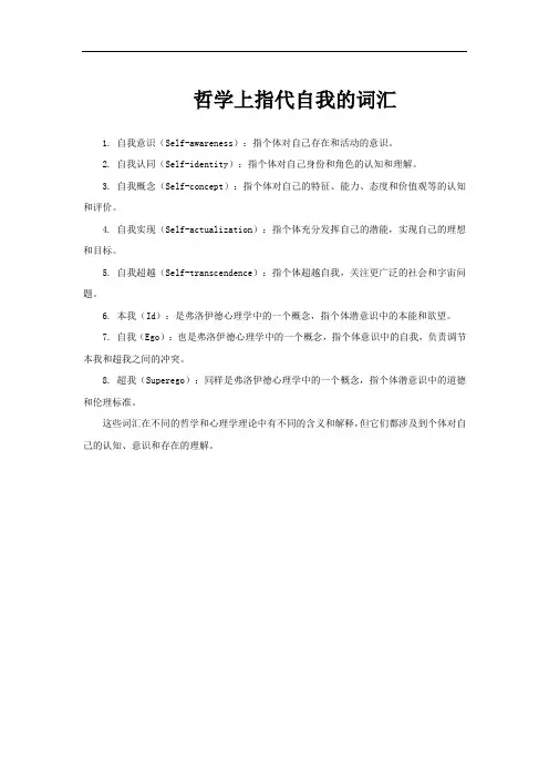 哲学上指代自我的词汇