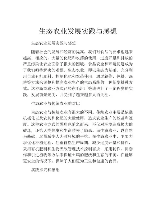 生态农业发展实践与感想