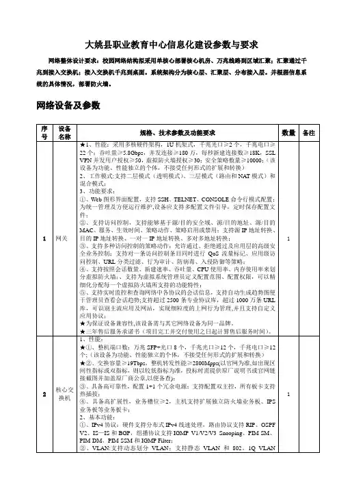 大姚职业教育中心信息化建设参数与要求